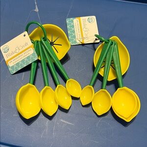 Blake & Croft Measuring Spoon Sets (2) Lemon Design, BPA-Free with Egg Separator